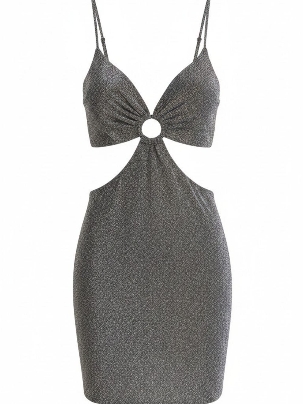 Ring-Cut Mini Bodycon Dress in Charcoal